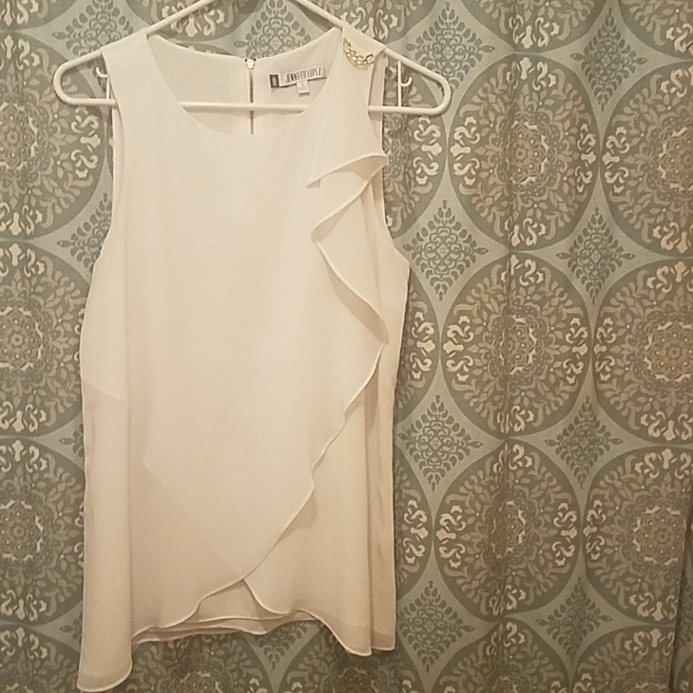 White tank blouse with gold addition